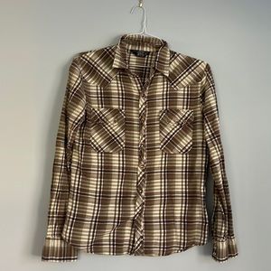 Vintage Salt Valley Western long sleeve plaid button front shirt